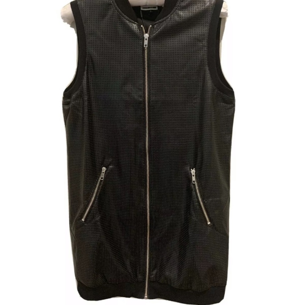 Noisy May full zip sleeveless faux leather XS